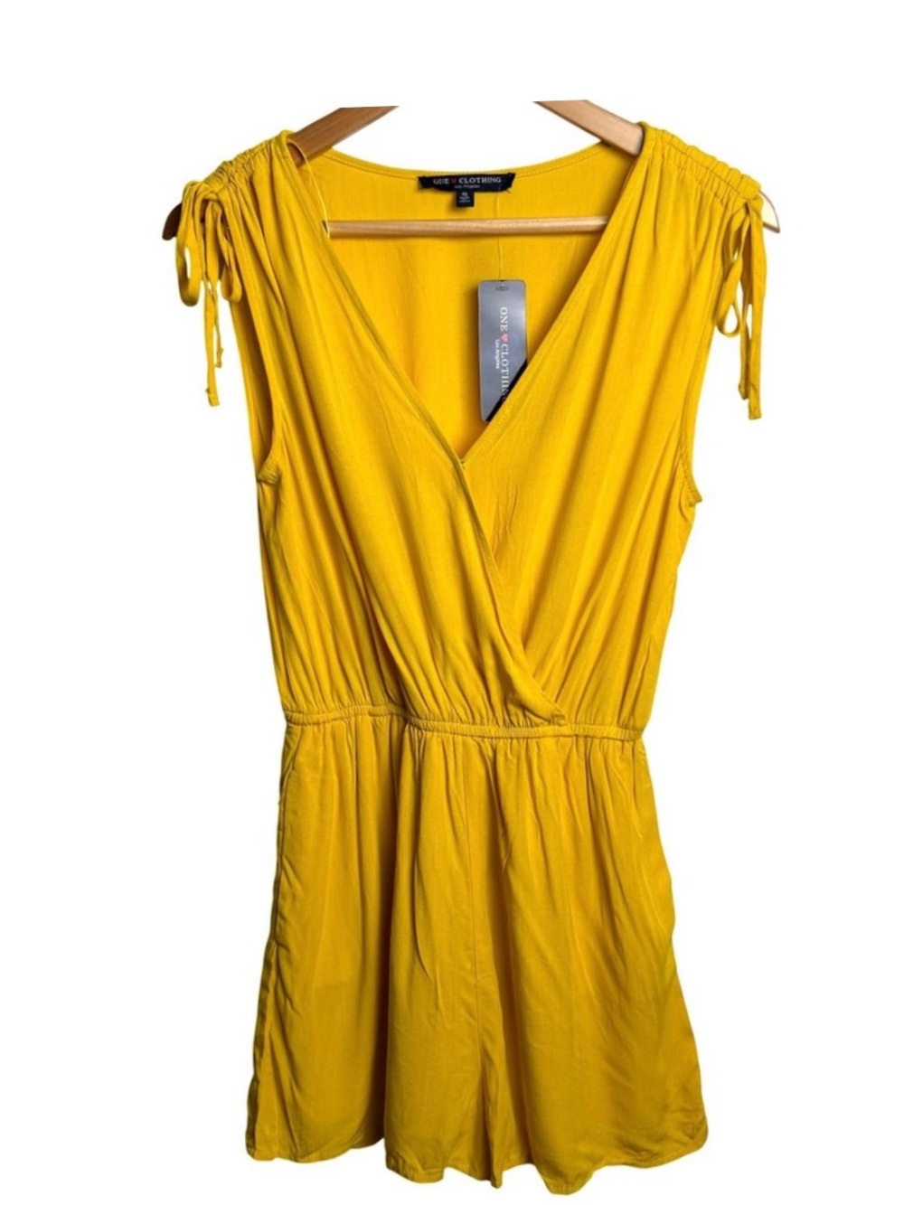 New Yellow Surplice Tie Romper